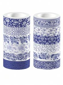12 rouleaux de bandes adhésives style chinois frais avec motif de fruits de citron vert et de porcelaine bleu et blanc. Longueur 197 pouces. Ruban de masquage washi autoadhésif, autocollants, artisanat, emballage cadeau, fournitures pour journal DIY, couleurs mélangées, fournitures pour l'art et l'artisanat - Multicolore - Voir 14