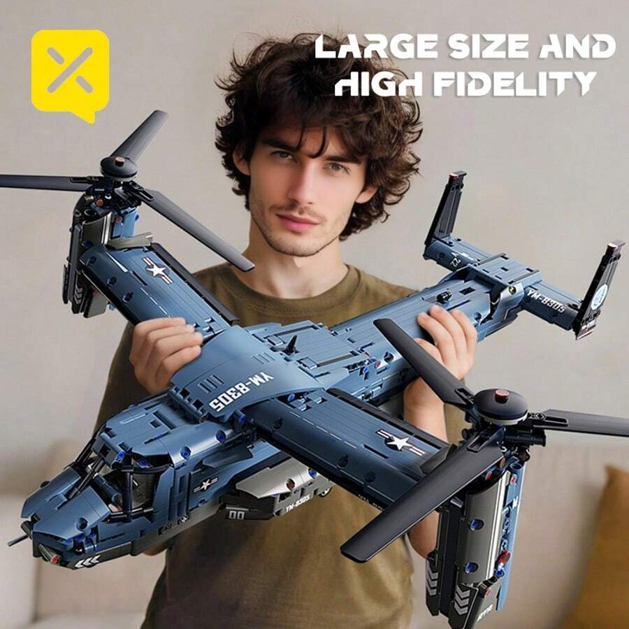 XINGYA YOUPIN [24H Ship] 1486pcs Fighter Aircraft Building Block Set, Large-Scale Model, Grey Exterior With ABS Material, Simple Assembly Operation, Suitable As Halloween, Christmas, Thanksgiving, New Year's Day Gifts, Ship In Color Box - Grey - View 1