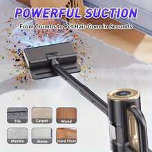 4-w-1 bezprzewodowy odkurzacz ręczny, lekki pionowy odkurzacz o dużej mocy ssania ze szczotką LED, anty-włosowy, 2000 mAh * 3 szt. akumulatorów - odpowiedni do domu, samochodu, sierści zwierząt, dywanów, twardych podłóg