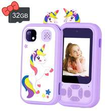 Regalo de smartphone para niños, adecuado para regalos de Navidad, cumpleaños y Año Nuevo para niños de 3 a 12 años, juguete de teléfono para niños con botones equipado con tarjeta SD de 32 GB, aprendizaje, reproductor de música y juegos