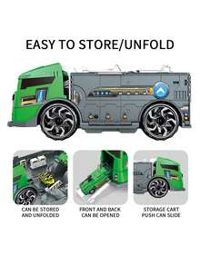 Juguete de vehículo de construcción para niños de 3+ años, 2 en 1 convertible a modo de estacionamiento con coche pequeño aleatorio, regalo de Navidad o cumpleaños - Multicolor - Ver 11