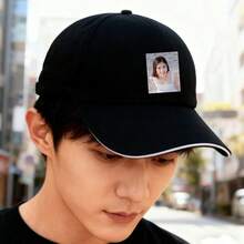 A cool cap with a black profile photo, featuring a fashionable design duck cap small head around baseball cap visual snapback low cap ball cap retro snapback cap Duckville cap unisex graphic print Baseball cap sports breathable low cap large head around fashionable - ブラック - チェックする 1