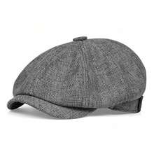 1pc Men's Solid Color Linen Short Brimmed Newsboy Cap, Suitable For Spring/Autumn Trips, Traveling, Beach Parties,Festival,Holiday - Dark Grey - View 6