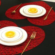 Valentine's Day Heart Placemats - Heat-Resistant Non-Slip Table Mats For Romantic Dinners Weddings & Anniversaries - Đỏ - Xem 7
