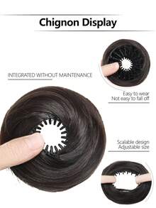 Elegante chignon sintetico con molletta per capelli da donna, in fibra sintetica resistente alle alte temperature, versatile per tutti i tipi di capelli, design aderente per uso quotidiano e occasioni speciali