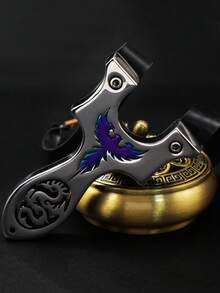 1支不锈钢直式弹弓户外狩猎装备，包含替换橡皮筋和练习靶，彩色图案设计，适合初学者和经验丰富的射手，可用于射击练习、户外休闲、节日活动，也是一份实用的礼物。 - 銀色 - 查看 4