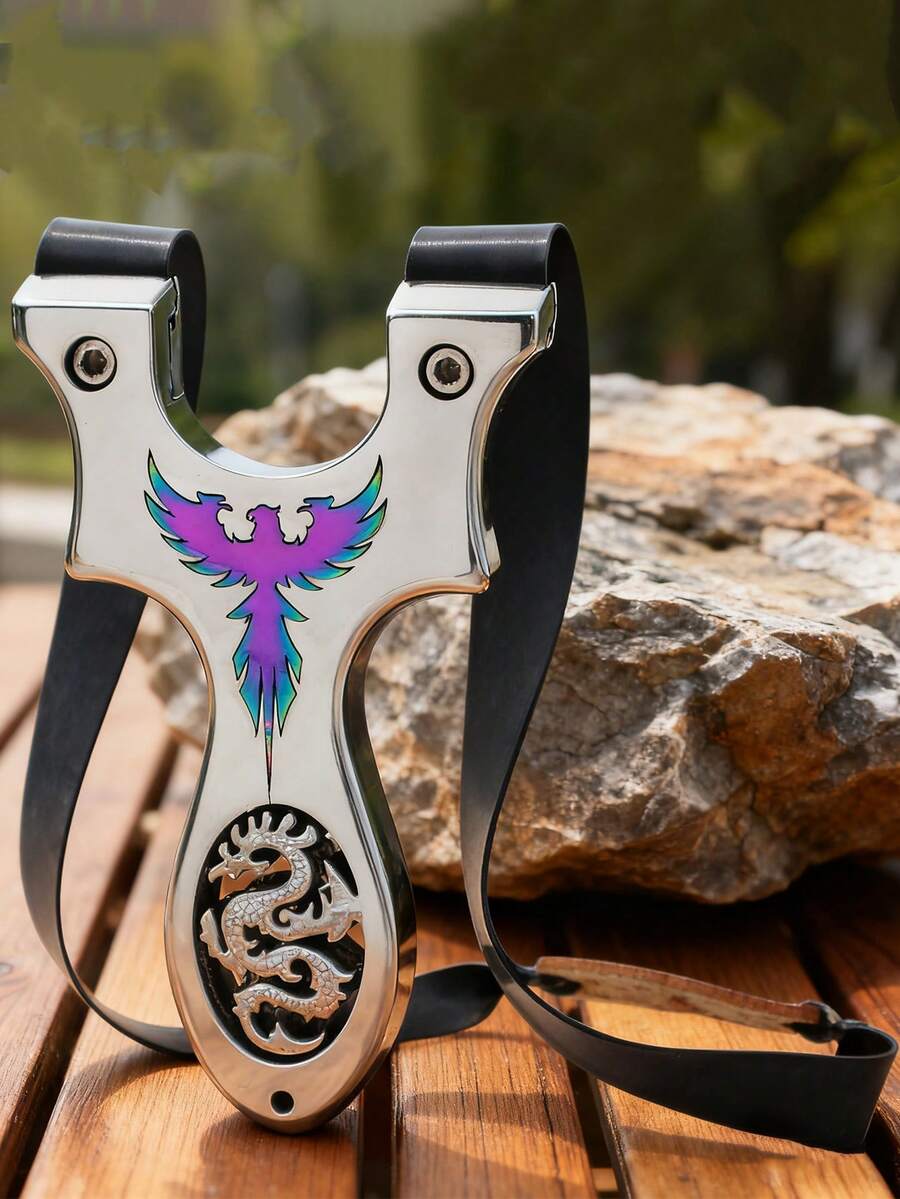 1支不锈钢直式弹弓户外狩猎装备，包含替换橡皮筋和练习靶，彩色图案设计，适合初学者和经验丰富的射手，可用于射击练习、户外休闲、节日活动，也是一份实用的礼物。 - 銀色 - 查看 1