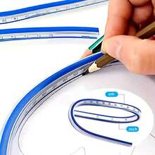 1pc Flexible Curved Ruler, 12 Inch With Inked Edges, For Drawing, Drafting, Engineering, Template Making, Saddle Accessories - Multicolor - View 2