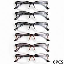 6副经典方形老花镜，铆钉眉框设计，时尚渐变色，超轻镜框佩戴舒适，适合休闲、日常、办公和阅读。 - 3黑白+3漸茶 - 查看 11