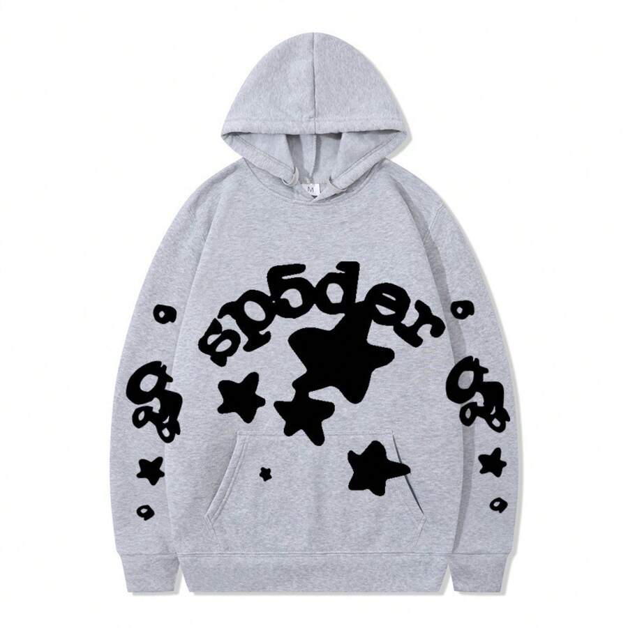 SPSDER Letter Hoodie Couple Spider Web Sweatshirt Top Sweatshirt - 10 - 查看 1