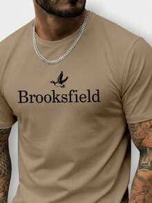 Premium Stylish Men's T-Shirt In Cotton Brooks Field Casual Plus Size Street Casual Fabric Sizes P To G5 - 駝色 - 查看 2