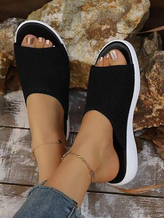 Dammode Stora Öppen Tå Casual Bekväma Kilsandaler, Sommar