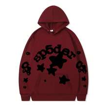 SPSDER Letter Hoodie Couple Spider Web Sweatshirt Top Sweatshirt - 12 - Xem 12