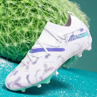 1 Pair Men/Women Adult Student Football Shoes, Low-Top Outdoor Team Competition Sports Shoes, Large Size Non-Slip Wear-Resistant AG Studs FG Natural Grass Soft Ground Leather Football Training Shoes, Lace-Up Cleats, Lightweight High-Performance Anti-Slip Design, Top Professional Football Boots