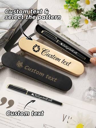 Personalized Ballpoint Pen - Custom Name & Pattern, Elegant Minimalist Design With Gift Box, Smooth Writing Gel Pen For Teachers, Couples, Office, Home - Birthday/Christmas/Graduation Gift Idea - Black Ink - Ideal For Everyday & Special Occasions, Office Stationery, Sleek Design, Metallic Finish
