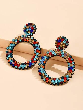 Rhinestone Round Stud Earrings