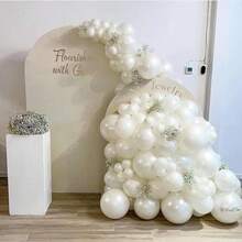 237件白色與珍珠白乳膠氣球浪漫婚禮主題氣球拱門套裝，包含100件小珍珠裝飾，適用於生日、婚禮、嬰兒洗禮、新娘洗禮、訂婚週年裝飾 - 彩色 - 查看 7