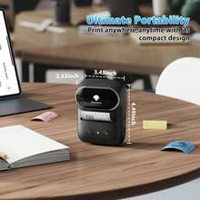 Phomemo Bluetooth Label Maker, M108 Barcode Printer Portable 2 Inch Label Printer Address Label Makers With 1 Roll Label For Small Business, Office, Home, School, Black - Black - View 3