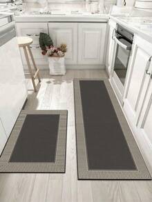 1pc Silicone Rubber Kitchen Floor Mat, High-End Color Block Gradient Pattern, Cushioned Anti-Fatigue Kitchen Rug, Absorbent, Non-Slip, Suitable For Kitchen, Bathroom, Entryway, Laundry Room, Minimalist Silicone Soft Rubber Mat