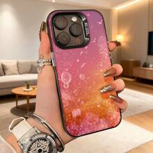Cubierta de telefono para iPhone con diseño degradado rosa naranja burbujas y aves volando estampado moderno para uso diario en casa o trabajo Aplicable a teléfonos Apple y Galaxy. - Blanco - Ver 4