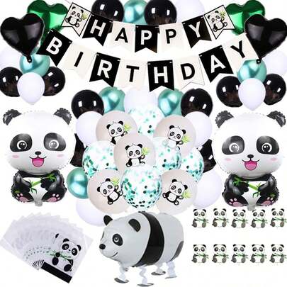 Panda Themed Balloon Set, Birthday Balloon Set, Birthday Party Decoration, Panda Birthday Banner, Panda Gift Bag, Holiday Party Decoration, Anniversary Decoration