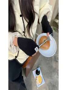 1 Pair Women's Boho Style Knitted Mittens - Touch Screen Compatible, Warm, Windproof, Elastic Knit Cuff, Machine Washable For Weekend Casual - Multicolor - View 3