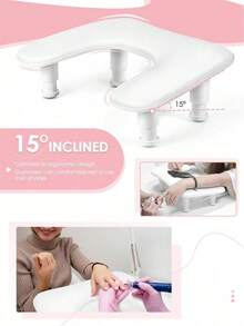 Gối tay nâng móng nghệ thuật, Gối tay hình chữ U có thể điều chỉnh độ cao để làm móng, Gối tay bằng da PU sợi nhỏ cho móng acrylic, Gối tay mềm/Gối tay làm móng để sử dụng tại tiệm làm móng - Nhiều màu - Xem 9