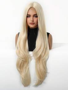 Peluca larga ondulada de 32 pulgadas, peluca sintética rizada dorada para mujeres, para uso diario y fiestas, peluca larga ondulada resistente al calor, peluca para cosplay - Dorado - Ver 6