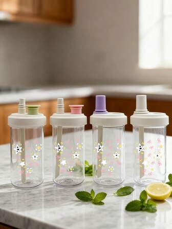 1pc Leakproof Transparent Water Bottle With Lid, 500ML Lightweight And Durable Plastic Milk Tea Cup, Cute Star Bow Design, High Temperature Resistant Fruit Tea Cup, Multiple Colors, Suitable For Men And Women, Suitable For Travel, Camping, Dating, Work, Carry-On, Fashion Gifts, Birthdays, Mother's Day, Graduation Ceremonies, Sports Hydration Equipment, Christmas Gifts