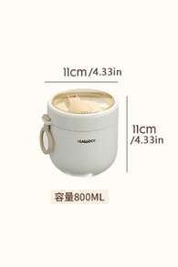 Wide Mouth Oatmeal Mug 20oz/27oz With Spoon – Dual-Layer Insulated Food Cup With Stainless Steel Inner Liner, Portable Breakfast Bowl With Handle And Leak-Proof Lid, Microwave-Friendly Design, Keeps Food Hot For Hours, Perfect For Office, School, Gym, Travel, And Gift Giving - White - Stainless Steel Inner Liner - 800ml - View 9