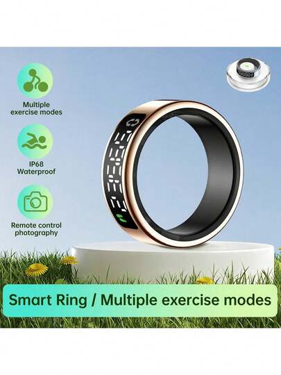 男女通用智能戒指 - IP68 防水戒指，计步、卡路里，支持多种运动模式，相机控制，轻巧舒适，纤薄设计，兼容安卓和 iOS 系统