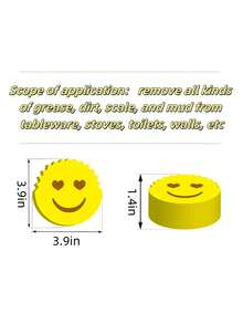 3pcs Smiling Face Multi-Functional 2-Layer Temperature Sensitive Scrub Sponge, Effective Cleaning, Double-Sided Kitchen Sponge - Temperature Sensitive, Scratch-Resistant Cleaning Pad, Suitable For Tableware And Modern Kitchen Sinks
