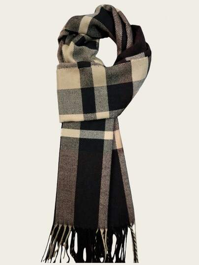 Bufanda a cuadros clásica, regalo versátil para novio, bufanda reversible cálida de alta calidad para hombres y mujeres, adecuada para otoño/invierno