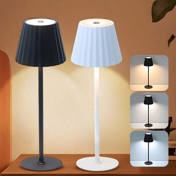 Cordless Charging LED Desk Lamp With Touch Control & 3-Color Dimmable USB Night Light, Powered Rechargeable Battery Table Lamp, -Powered For Home/Office Use, Adjustable Brightness & Color, Office Lighting | Sleek Table Lamp | Touch Control Lamp, Desk Lamp