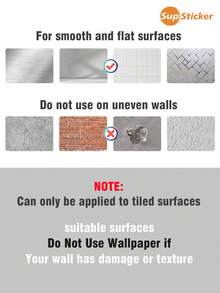 SUPSTICKER 10入復古莫蘭迪2D仿瓷磚貼紙，PVC可撕貼防水防油，適用廚房防濺牆與浴室牆面 - 多色 - 查看 11