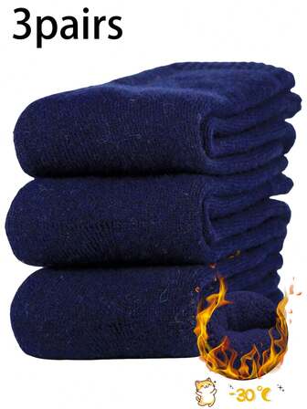 3/1 Pair Plus Size Men's Warm Wool Blend Mid-Calf Socks, Simple Versatile Casual Sports Running Odor-Resistant Mid-Calf Socks, High Elasticity Thick Soft Breathable Socks Suitable For Men And Women Daily Wear, Unisex Mid-Calf Socks, Fashion Ankle Socks