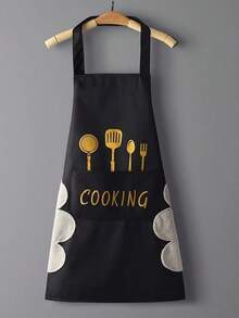 1 sztuka, fartuch do kuchni domowej, wodoodporny i olejoodporny, męski i damski, materiał do pracy, nadruk kreskówkowy, modny pas, damski fartuch kuchenny, fartuch damski, fartuch kuchenny, akcesoria kuchenne.