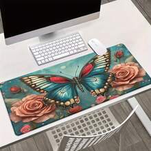 1pc  Butterfly With Rose Background HD Printed Pad For Desk, Multi Functional XXL Mousepad, Keyboard Gaming Mouse Mats, Office Computer PC Gamer Desk Mat.Gifts For Family Friends. - 80x40公分(31.4x15.7吋) - 查看 6