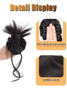 人造发髻发片，爪夹发髻发夹，人造假发髻接发，女士日常发髻发片，人造发饰假发