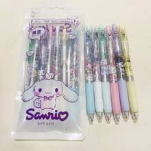 Sanrio 6pcs Sets Hello Kitty & Kuromi & Melody & Cinnamoroll & Pochaccos & Pompompurin Cute Pen- Black Ink, Stylish Ballpoint Pen With Colorful Anime Pattern - Durable & Smooth Writing For Office & School - Perfect Gift For Fans Back To School Supplies School Essentials Utiles Eses Bonitos Stationery Supplies Gifts For Christmas Merry Christmas Christmas Trees Christmas Lights & Halloween