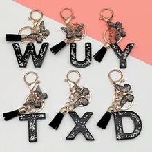 Personalized A-Z Alphabet Keychain For Women, Black Butterfly Letter Charm,  Backpack & Purse Decoration, Stylish Bag Pendant, Customizable Keyring For Girls - Móc chìa khóa chữ cái màu đen - Xem 3