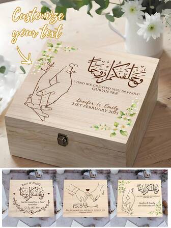 Caja conmemorativa personalizada para parejas con diseño de manos entrelazadas, caja de recuerdos de boda para parejas, regalo de compromiso, regalo de aniversario de boda, regalo Sr. y Sra. único y personalizado, regalo de inauguración de casa y boda, regalo de Navidad, regalos personalizados