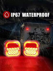 2pcs Pickup Truck Square Flow Light, Red And Yellow Vehicle Hamburger Light, White Truck Rear Light, LED Flow Trailer Light, 12V-24V Lights For Pickup, Campers And RV