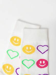 1 paire de cadeaux de Noël, de bas de Noël, de chaussettes arc-en-ciel et cœur mignonnes, chaussettes jacquard colorées et amusantes mi-mollet, cadeaux pour adultes, cadeaux pour hommes, style européen-américain doux et cool, polyvalentes pour toutes les saisons, convenant au streetwear, à l'assortiment quotidien et aux déplacements, cadeaux de bas de Noël pour adolescents - Multicolore - Voir 5