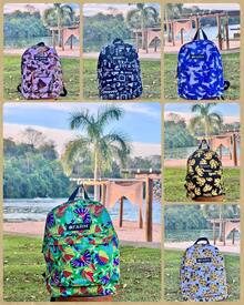 New Summer Printed School Backpack With Adjustable Strap - Blue - View 2