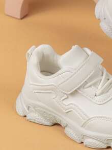 幼儿/小童魔术贴休闲厚底运动鞋，软底婴儿学步鞋，白色 - 白色 - 查看 6