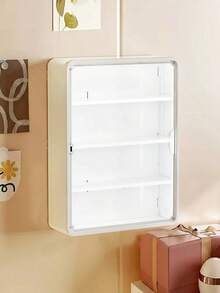 1PC 多功能储物柜，白色防尘展示柜储物架，带磁性门的模型展示柜，亚克力透明壁挂式娃娃柜，盲盒储物架，玩具娃娃展示盒，化妆品储物架，模型盒展示架，适用于迷你模型玩具或盲盒娃娃收藏，节省空间（不含模型）。