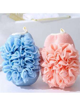 1 Pc 2-In-1 Skin-Friendly Shower Glove With Flower Bath Ball Double Side Spa Scrubbing Towel Dead Skin Removal