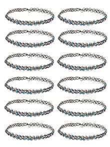 12件/18件装时尚纹身颈链，复古哥特风弹力多色项圈套装（女士款） - 彩色 - 查看 8