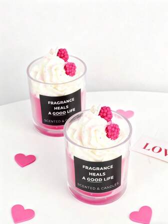 1pc Raspberry Cream Cup,Candle,Valentines Gift ,Candles Cute,Candle,Sented Candle,Decorative Candle,Soy Candles,Bestfriend Gifts,Gift For Woman,Winter Gift,Candles Home Decoration.Candlesornaments, Decorations,Candles.